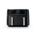 Ninja DZ302 Air Fryer: 10QT dual basket, cook two foods at once, 6-in-1 functions, powerful and efficient cooking.