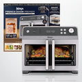 Ninja FO101 Oven: French door air fryer oven, 10-in-1 functions, 20QT capacity, dishwasher-safe accessories.