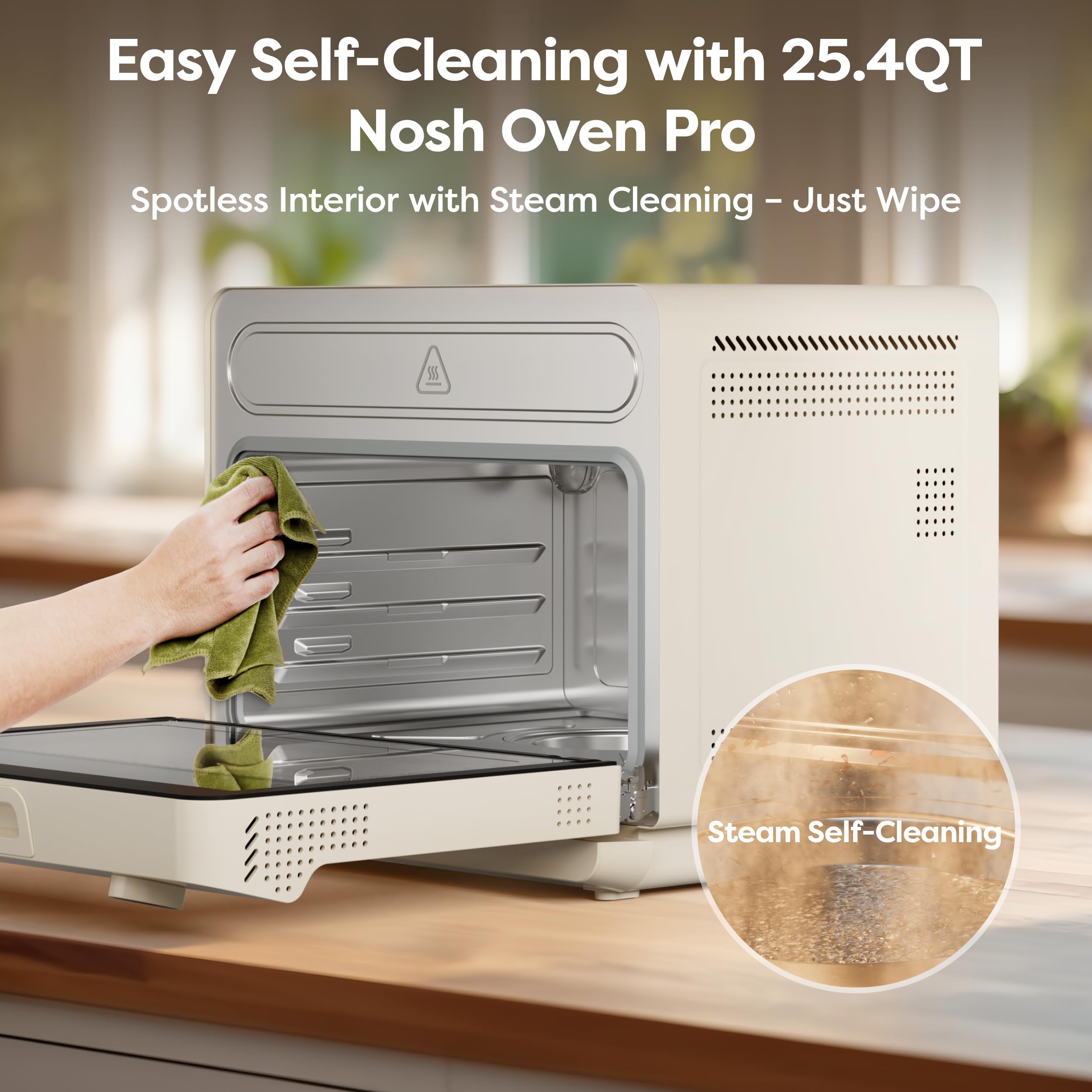 CIARRA 12-in-1 Steam Oven: air fryer combo with steam, 25QT capacity, bake, ferment, dehydrate, self-clean, modern white design.